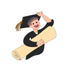 Graduation Student Holding a Diploma Illustration