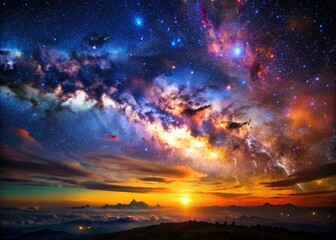 High-Definition Colorful Nebula and Galaxy Space Photography: Astronomy Night Sky Background