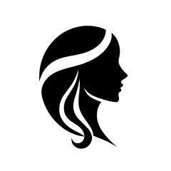 Simple Silhouette of a Woman's Face in Profile with Flowing Hair, Presented as a Clean and Clear Vector