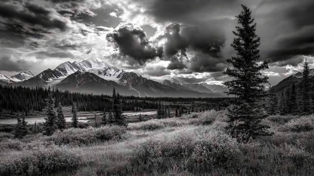 Denali: Tallest Peak in North America, Majestic Mountain in Alaskan Range - Powered by Adobe