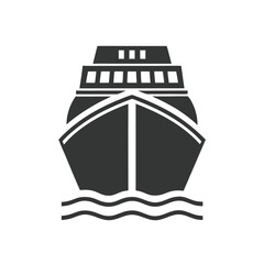 Simple Boat Icon with Subtle Waves vector silhouette for Digital and Print Use.
