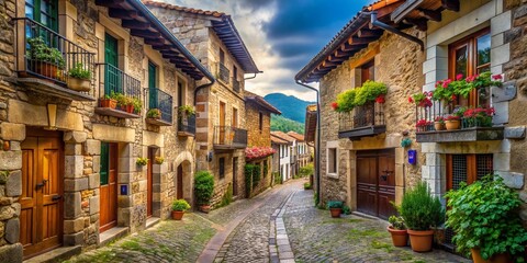 Obraz premium Historic Stone Houses, Labastida, Basque Country, Spain - High Resolution Stock Photo