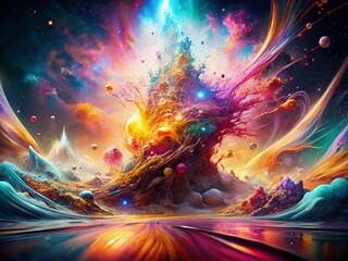 Holographic Lava Lamp Spray Paint: Abstract Double Exposure Stock Photo