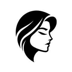 Profile view of a woman's face with short hair, and a classic style.