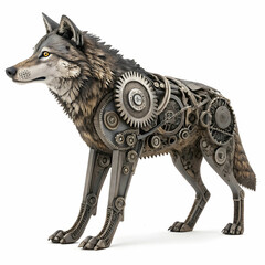 mechanical wolf with white background