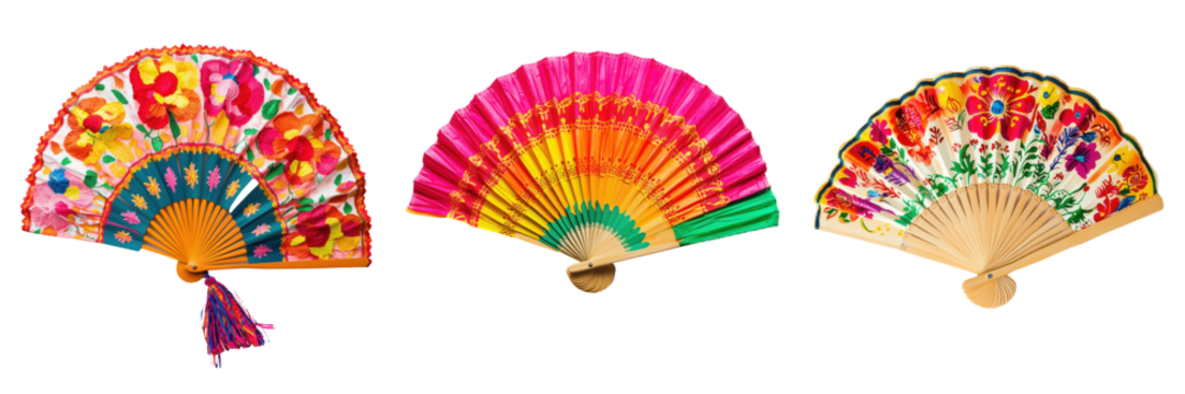 Cinco de Mayo decorative fan with bright colors on a transparent background