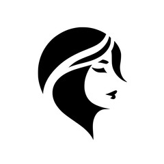 Minimalist Silhouette of a Woman's Face: Black and White, Simple, Elegant.
