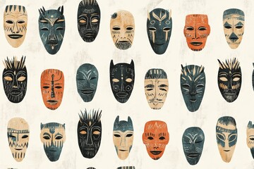 Collection of tribal masks showcasing diverse cultural artistry and craftsmanship