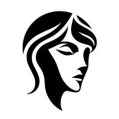 Portrait of a woman. Stylized minimalist face. Black and white design.