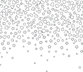 set of line confetti icons in various shapes background