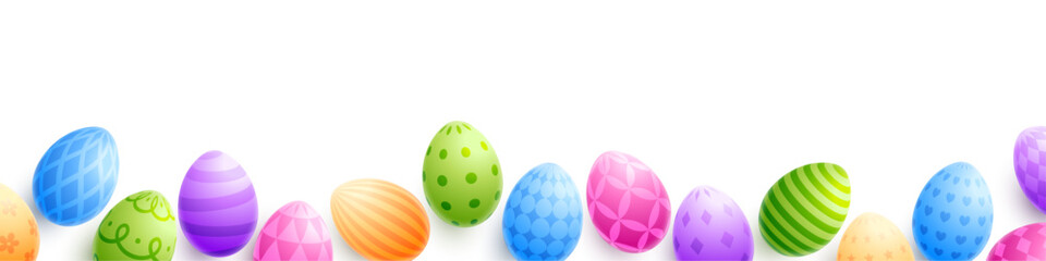 Easter egg banner, Easter background, painted egg border