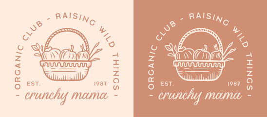 Crunchy mama mom organic club homestead funny quotes mother's day homemaker tradwife sahm raising wild things shirt design. Retro vintage cottagecore beige aesthetic eco friendly vegetarian card gift.