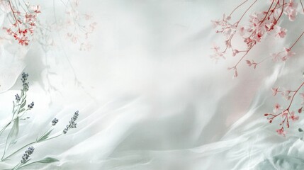 Floral background with soft hues and ample copy space ideal for invitations or announcements in a serene setting showcasing delicate blooms and gentle textures
