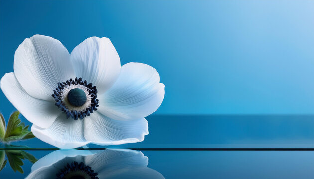 Transparent blue anemone flower