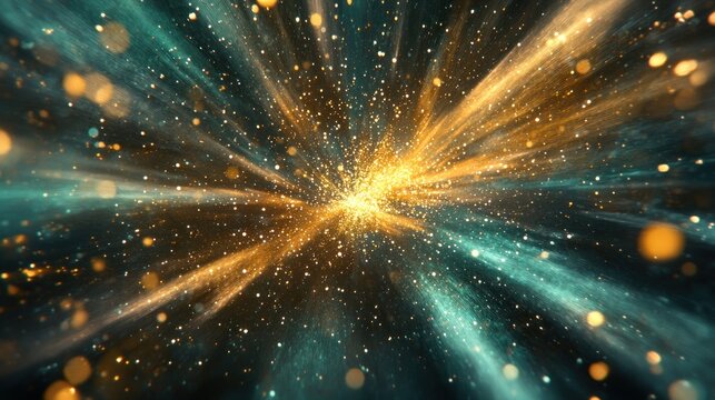 Abstract gold teal light burst background - Powered by Adobe