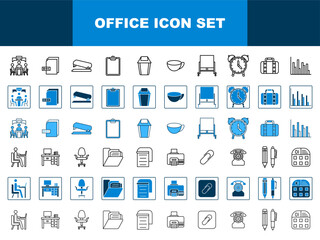 Office icon set. Icon related to Office. Suitable for web site, app, user interfaces, printable etc. Simple vector design editable