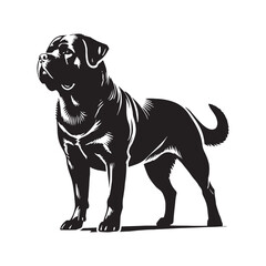 Obraz premium Powerful Rottweiler silhouette showcasing strength and confidence - Rottweiler illustration - minimal Rottweiler vector - dog silhouette 