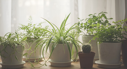 Fototapeta premium Soft Dreamy Atmosphere with Potted Plants