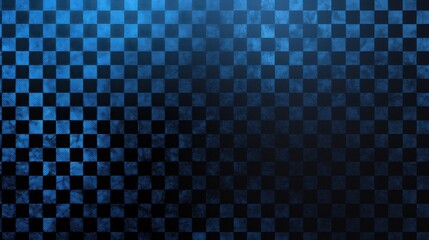 Blue background with checkered pattern for design, banner template. White space in the center of the page for text. Modern minimalist wallpaper with copy space.