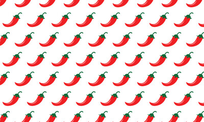 Red chili pepper seamless pattern on white background