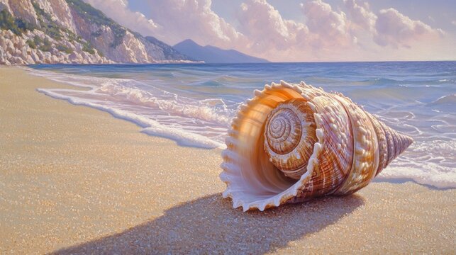 Seashell on a Tropical Beach at Sunrise