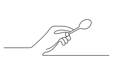 Obraz premium Knife and fork continuous one line drawing with black and white background