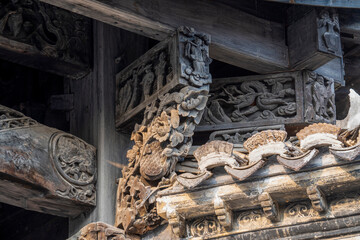 Exquisite wood carving art of residential buildings in southern Anhui, China