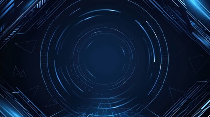 Abstract minimalist wallpaper with clean geometric shapes on Blue background. Ideal for modern design and banner templates with copy space in the center for text.