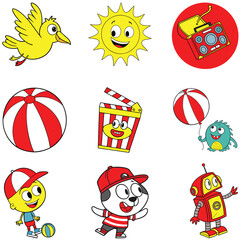 Animation icons set art and illustrator eps