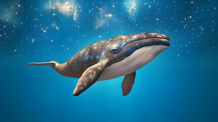 A celestial whale swimming through a cosmic ocean.