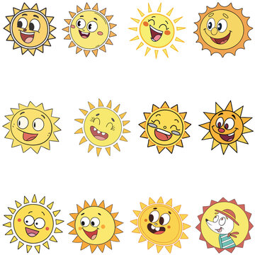Animation Sun icons set art and illustratior eps