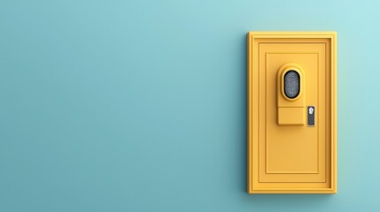 Bright Yellow Door Against Soft Blue Wall for Modern Interior artistic layout