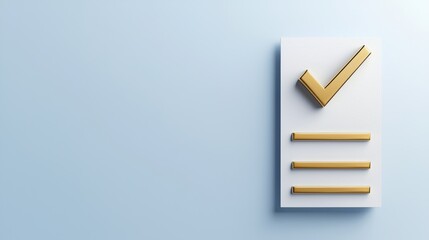 Golden Checkmark on Minimalist Checklist artistic layout for Productivity