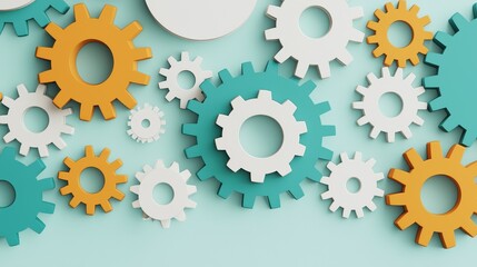 Colorful Gears and Cogs Arrangement on Light Background