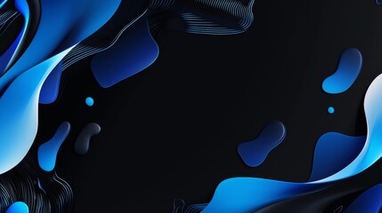 Abstract Blue Background with Fluid Shapes for Design. Banner Template with Central White Space for Text. Ideal for Contemporary Minimalist Projects.