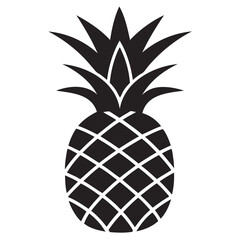 Obraz premium Pineapple icon Black silhouette vector illustration, on a transparent background