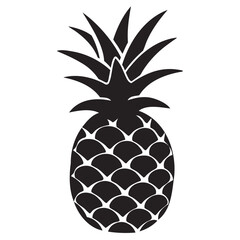 Obraz premium Pineapple icon Black silhouette vector illustration, on a transparent background