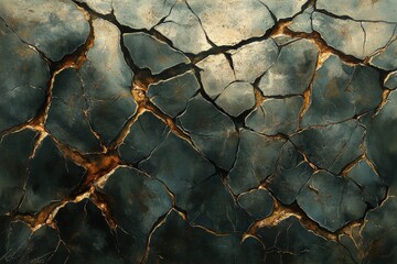 Cracked earth surface with intricate patterns showcasing nature's resilience in a dramatic tone