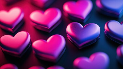 Fototapeta premium romantic pink and purple heart shapes