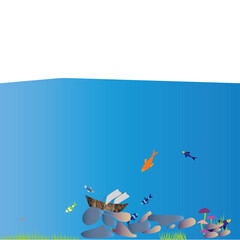 illustration,vector ,fish, water