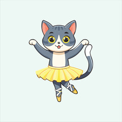 Obraz premium Cute dancing cat wearing tiny ballet shoes and a tutu