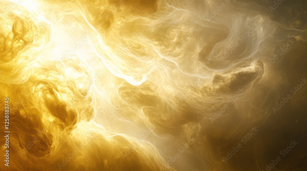 Aufkleber Swirling yellow and gray clouds create a mystical atmosphere above the surface of Venus under glowing sunlight. Generative AI