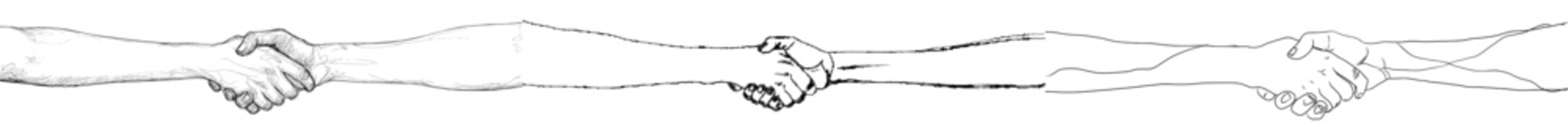 Obraz premium Handshake, agreement, introduction banner hand-drawn in a single line