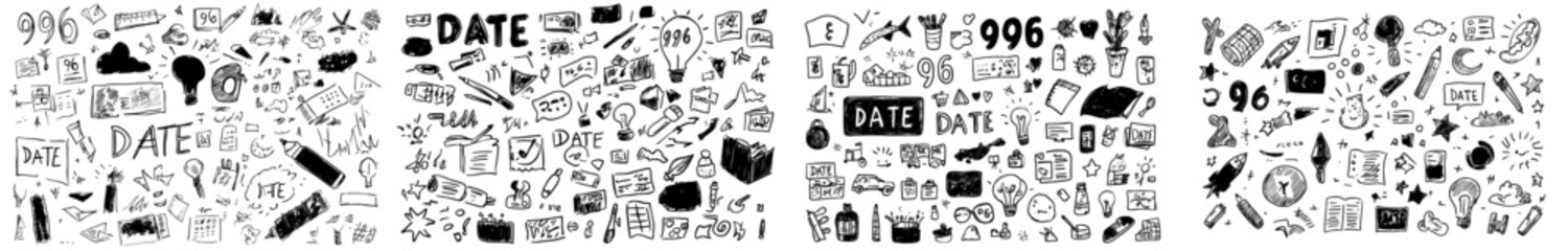 Hand-drawn doodle style set of marketing, financial, and business icons isolated :Marketing, financial, and business icons set in hand-drawn doodle style, isolated :Set of marketing, financial, and