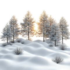 Obraz premium White snow landscape isolated on transparent background, PNG