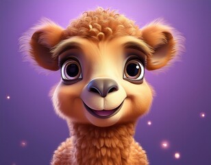 Niedliches Kamel, lila Hintergrund