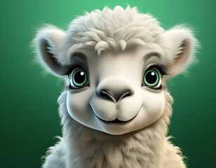 Niedliches Kamel, grüner Hintergrund