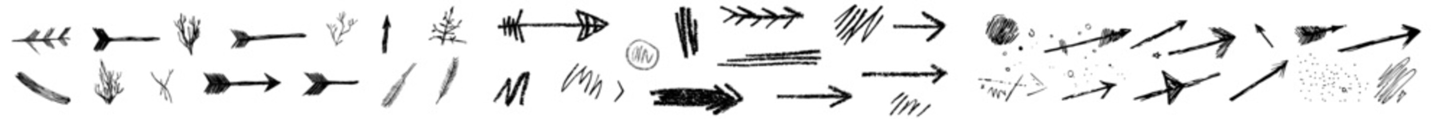 Charcoal hand-drawn pencil arrows, scribbles, and circle boxes