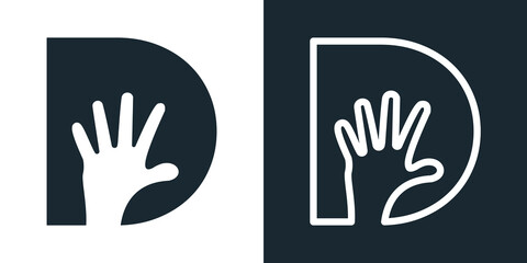 Obraz premium hand hi Letter Logo Design D abstract line art vector