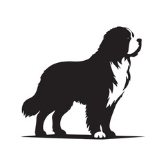 Distinctive Saint Bernard silhouette highlighting its massive form - Saint Bernard illustration - minimal Saint Bernard vector - dog silhouette
